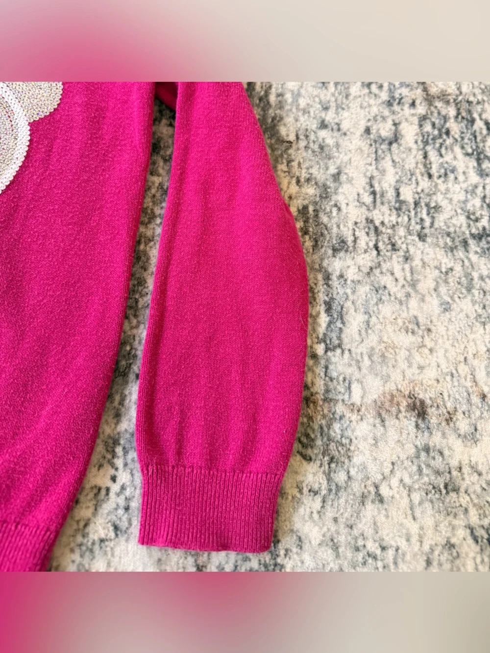 Children's Place Girls Pink Sweater with Sequin Bear 5T